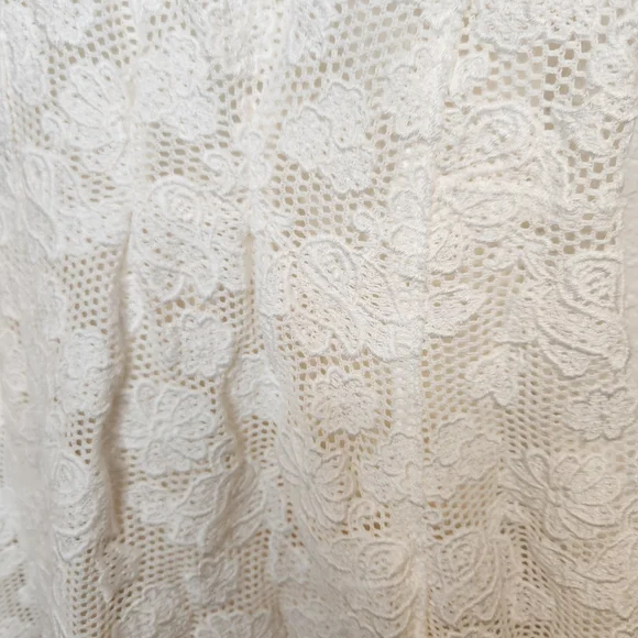 Nina Ricci Cream/Off Ivory White Knee Length Lace Dress Size FR 38 - Picture 3 of 16